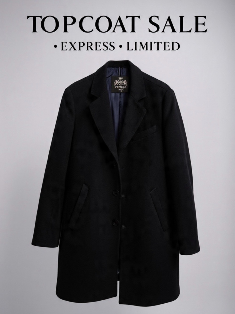 Express Men's Black Wool Pea Coat